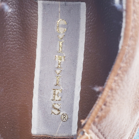 Vintage 90s y2k Leather /Denim Boho Western Cowgirl Heeled Low Heel Bootie 7 - Picture 9 of 11